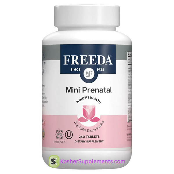Freeda Mini Prenatal kosher vitamins tiny easy-to-swallow prenatal tablets for pregnancy support