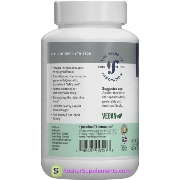 Freeda Ultra Clarity Allergy Support kosher vitamins for immune and allergy support