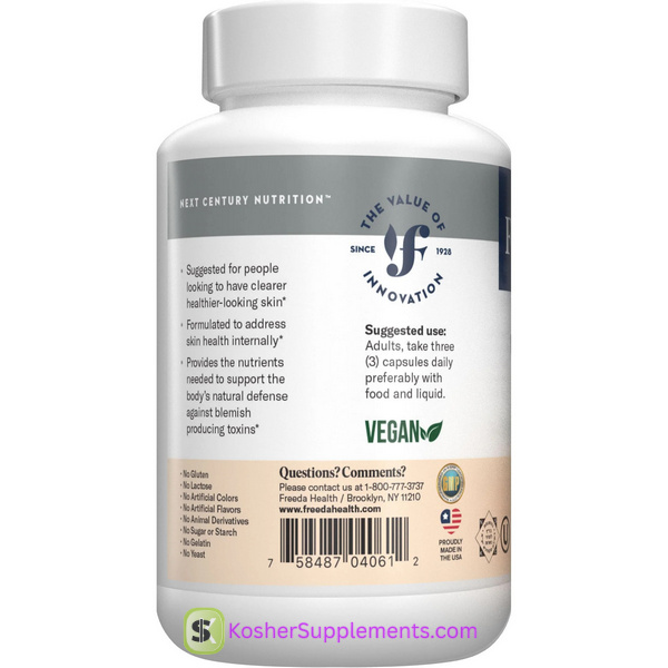 Freeda Ultra Clear Acne Formula kosher vitamins bottle for clear skin support