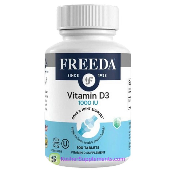 Freeda Vitamin D3 1000 IU kosher vitamin supplement bottle