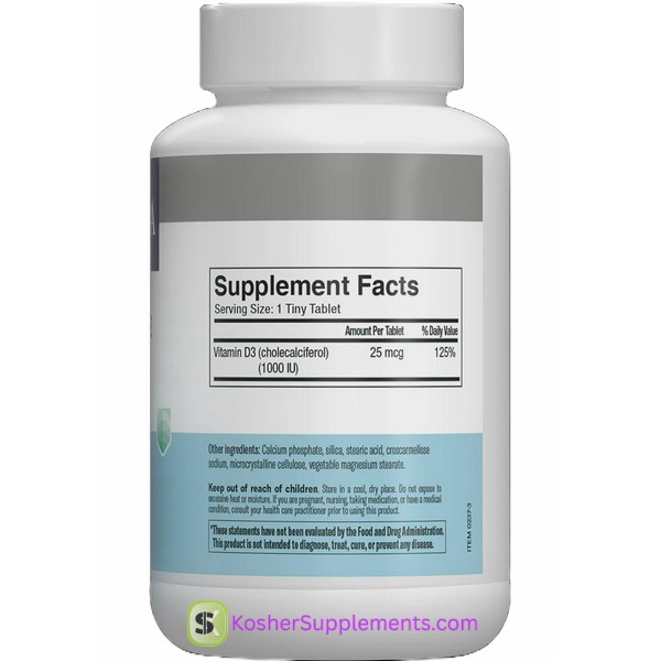 Freeda Vitamin D3 1000 IU kosher vitamin supplement bottle