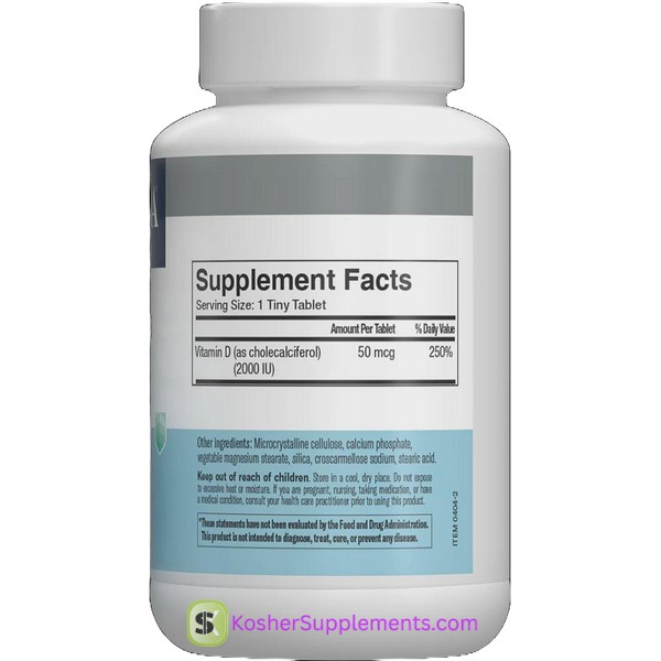 Freeda Vitamin D3 2000 IU kosher vitamin supplement bottle