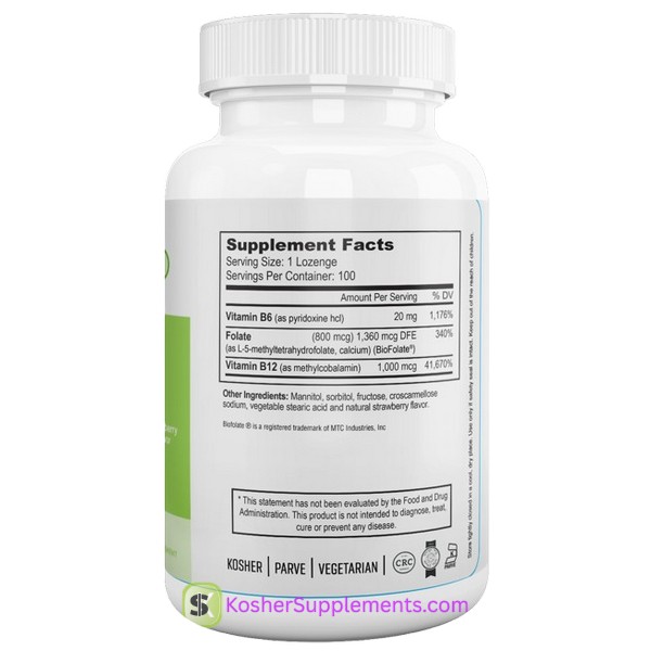 Nutri Supreme B-12 Methyl Lozenges 1000 mcg with B-6 & Biofolate kosher vitamins