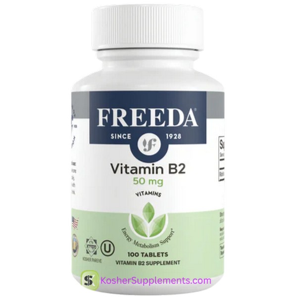 Freeda Kosher Vitamin B2 Riboflavin 50 mg Tablets bottle