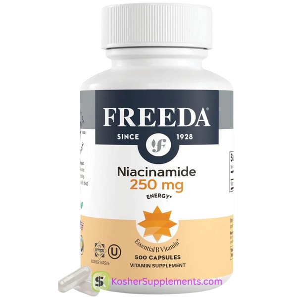 Freeda Kosher Niacinamide Vitamin B3 250 mg Capsules Kosher Supplement
