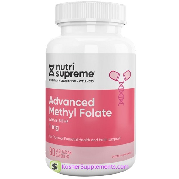 Nutri Supreme Advanced Methyl Folate 5-MTHF kosher vitamins supplement bottle