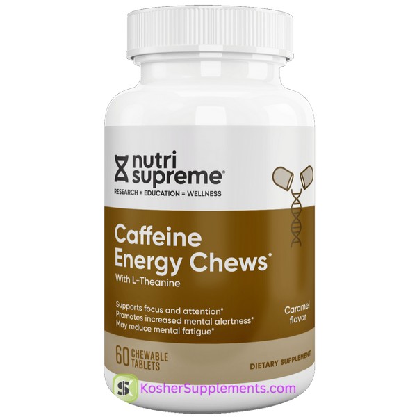 Nutri Supreme Caffeine Energy Chews with L-Theanine kosher energy supplement bottle