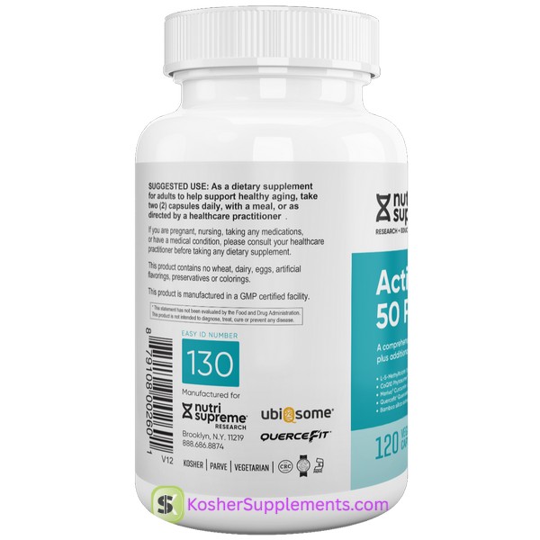 Nutri Supreme Active 50 PLUS Iron Free kosher multivitamin bottle for adults over 50