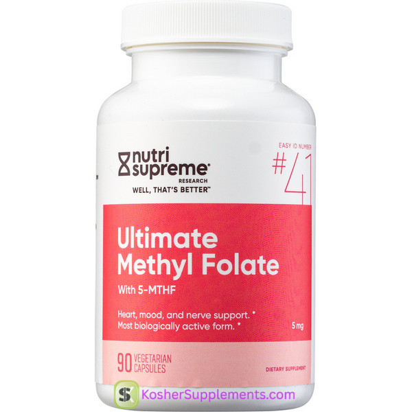 Nutri Supreme Ultimate Methyl Folate 5mg kosher vitamins supplement bottle