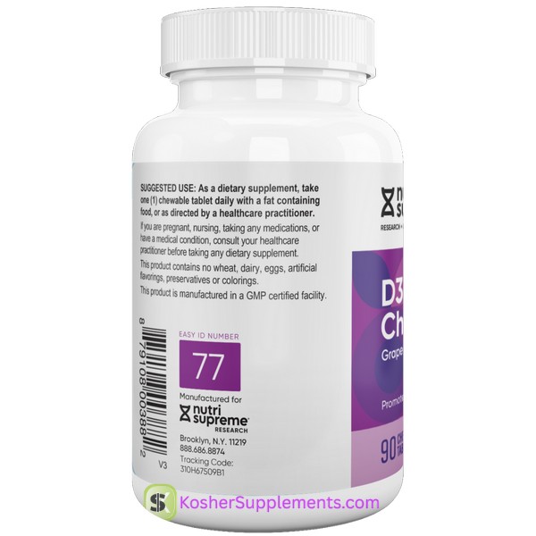 Nutri Supreme Kosher D3 & K2 Chews Grape Flavor