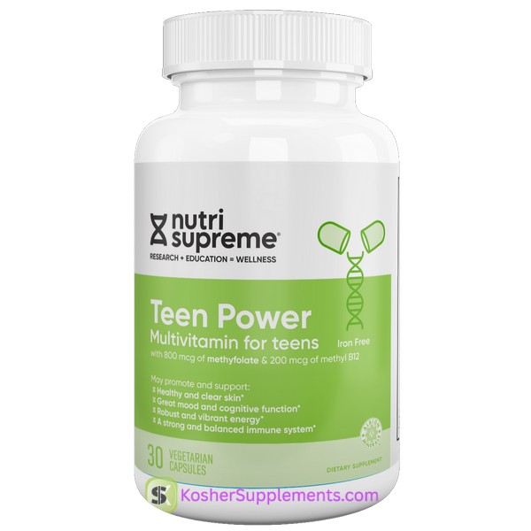 Nutri Supreme Teen Power Multivitamin Iron Free Kosher Vitamins for Teens
