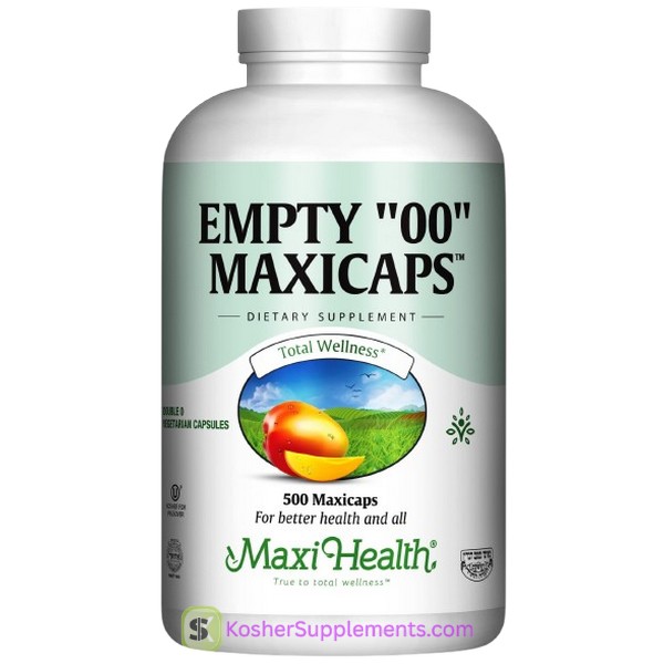 Maxi Health Empty 00 Maxicaps kosher capsules bottle