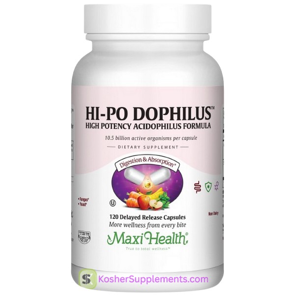 Maxi Health Hi Po Dophilus high Potency Acidophilus Formula 60 Delayed Release Capsules 120