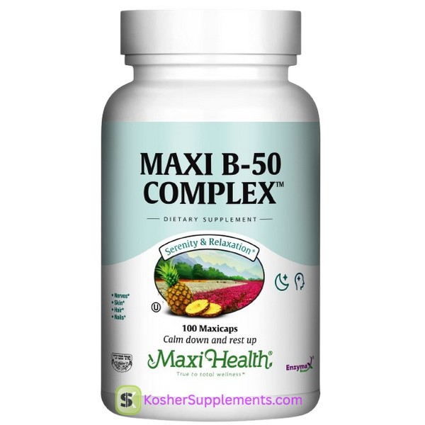 Maxi Health Maxi B 50 Complex capsules kosher vitamin B supplement