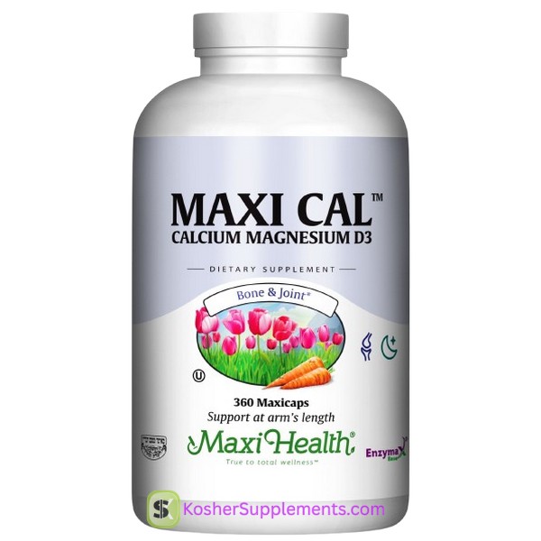 Maxi Health Maxi Cal Calcium Magnesium D3 kosher vitamins capsules bottle