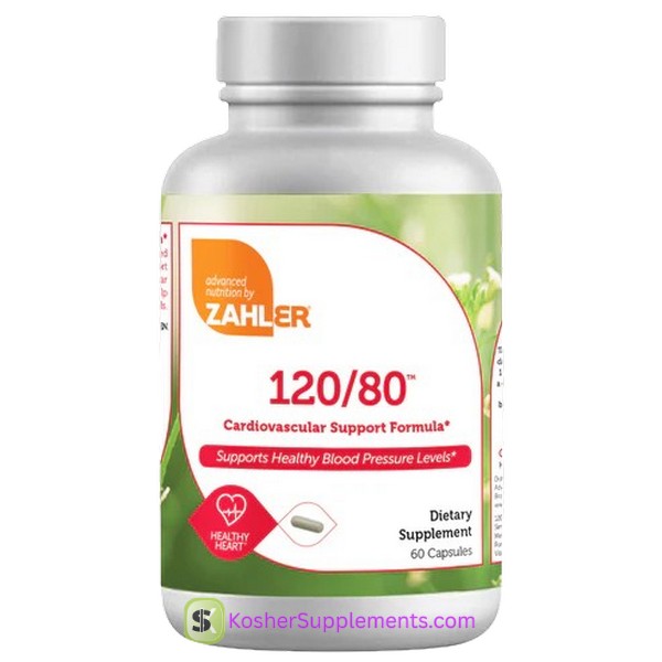 Zahler 120/80 capsules kosher blood pressure support supplement