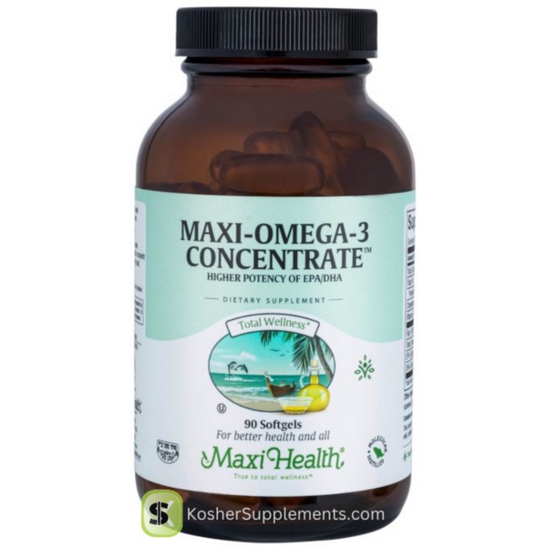 Maxi Health Omega 3 Concentrate 90 Softgels Kosher Omega 3 Fish Oil Supplement
