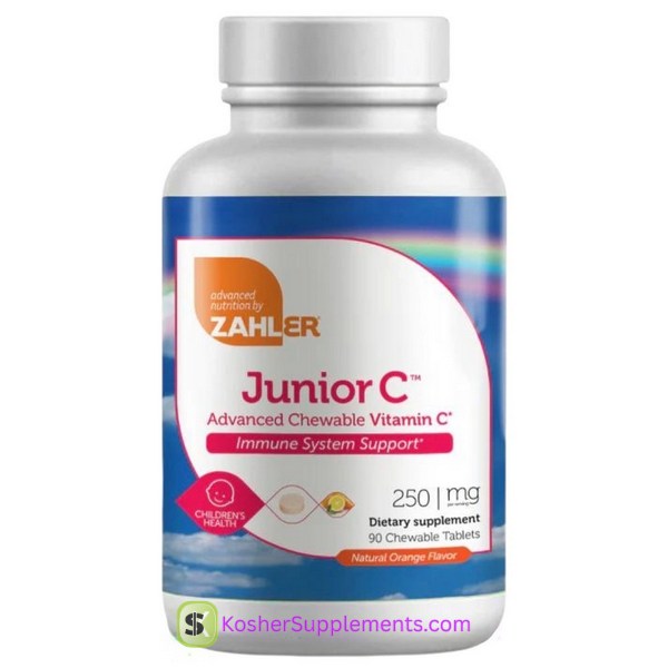 Zahler Junior C Children’s Chewable Vitamin C 250mg orange tablets kosher vitamins