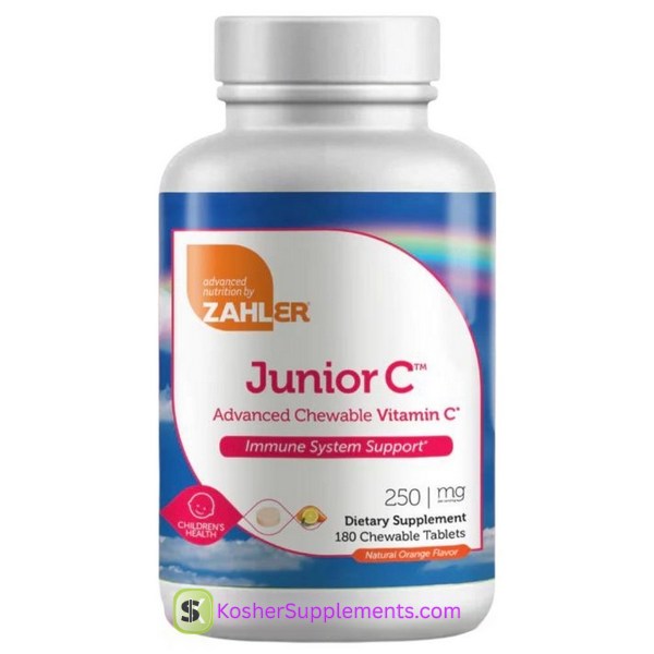 Zahler Junior C Children’s Chewable Vitamin C 250mg orange tablets kosher vitamins