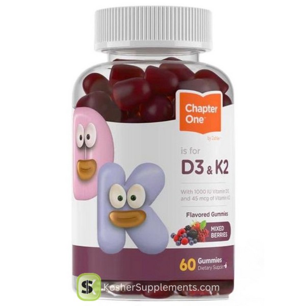 Zahler Chapter One Vitamin D3 K2 Gummies for Kids Kosher Vitamins