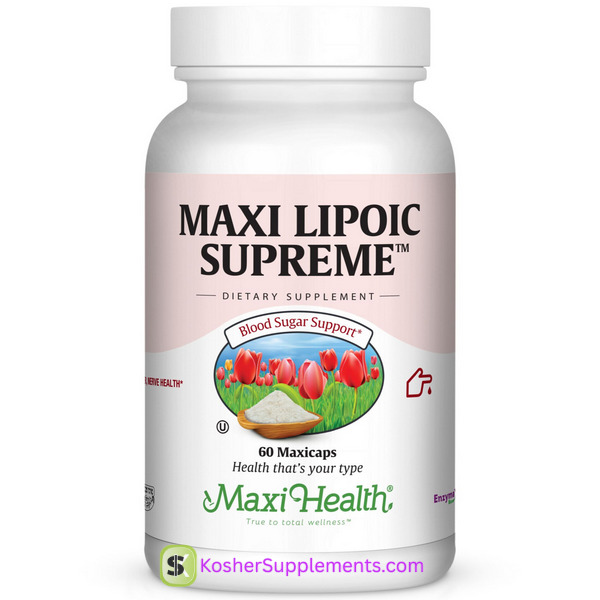Maxi Lipoic Supreme kosher supplement bottle for antioxidant support