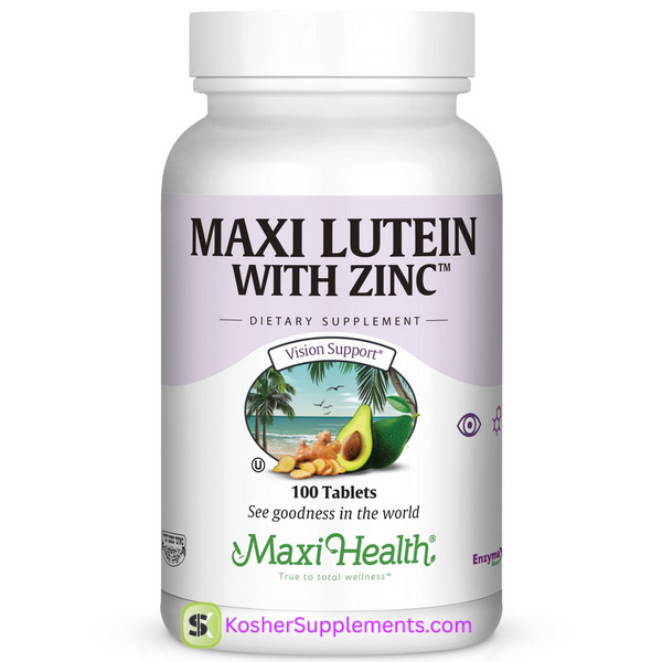 Maxi Health Lutein with Zinc 100 Tablets bottle for eye health support