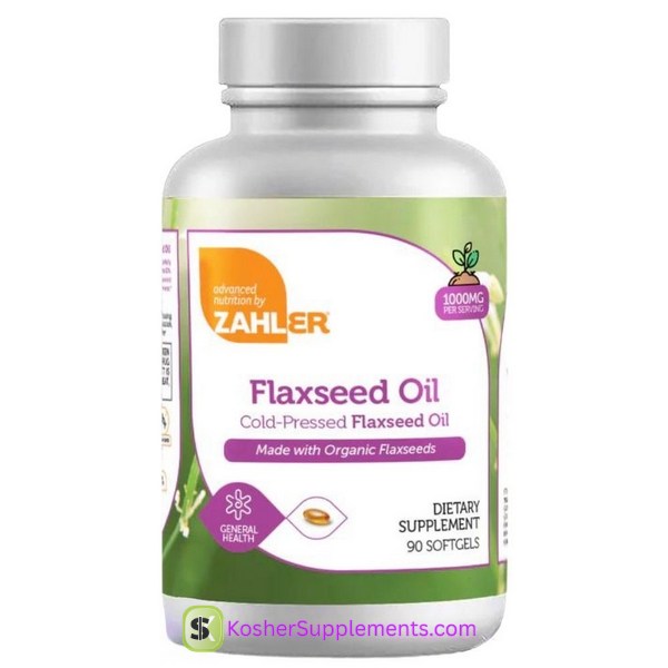 Zahler Flaxseed Oil 1000mg Cold Pressed Organic Flaxseed Oil 90 Softgels