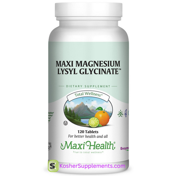 Maxi Health Maxi Magnesium Lysyl Glycinate 120 Tablets Kosher Magnesium Supplement
