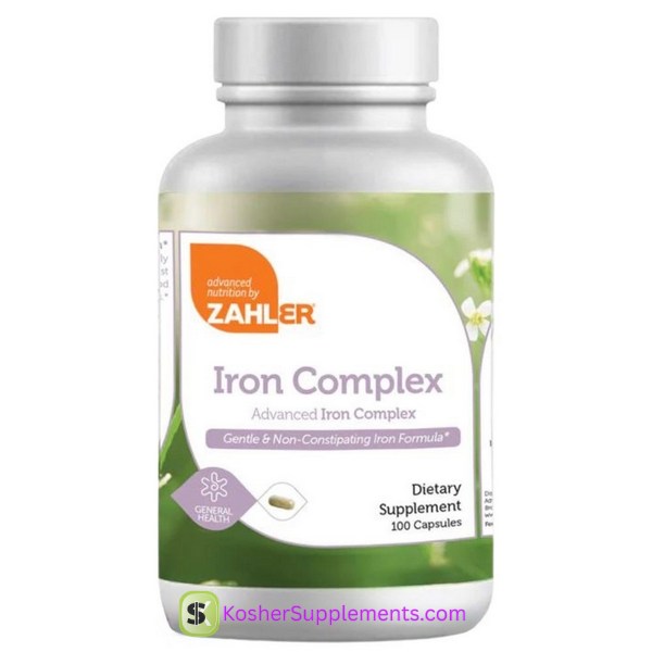 Zahler Iron Complex 100 Capsules Kosher Iron Supplement