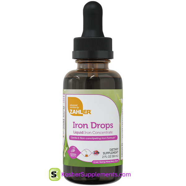 Zahler Iron Drops 2 oz kosher liquid iron supplement bottle