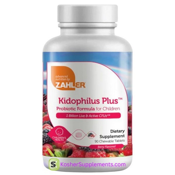 Zahler Kidophilus Plus Probiotic Formula for Children Berry 90 Chewable Tablets