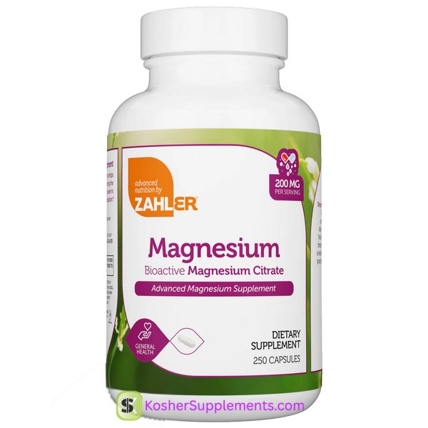 Zahler Magnesium Bioactive Magnesium Citrate 250 Capsules bottle