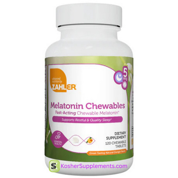 Zahler Melatonin Chewables 5mg 120 capsules bottle for sleep support