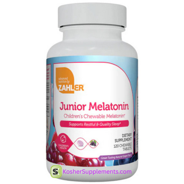 Zahler Junior Melatonin Chewable Tablets Grape Flavor 120 count for kids sleep support