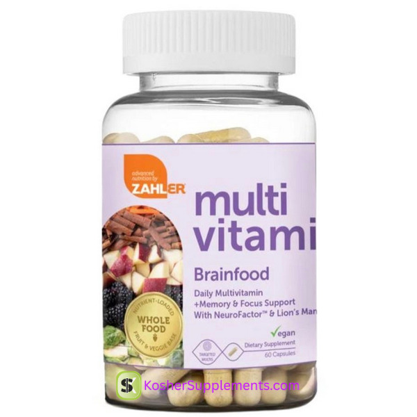 Zahler Multivitamin Brainfood 60 Capsules kosher vitamins supplement