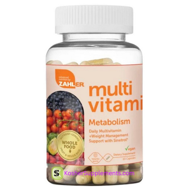Zahler Multivitamin Metabolism 60 Capsules Kosher Vitamin Supplement