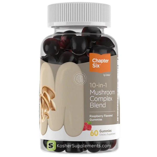 Zahler Chapter Six 10-in-1 Mushroom Complex Blend Raspberry Gummies 60 Count Kosher Supplement