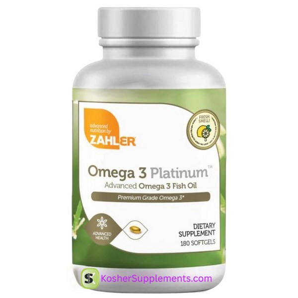 Zahler Omega 3 Platinum 180 Softgels Kosher Omega 3 Fish Oil