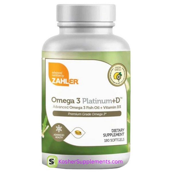 Zahler Omega 3 Platinum +D 180 Softgels Omega 3 Fish Oil Kosher Supplement