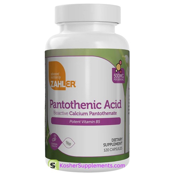 Zahler Pantothenic Acid Vitamin B5 Kosher Supplement Capsules