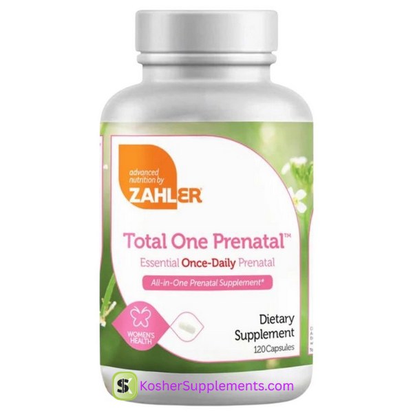 Zahler Total One Prenatal 120 Capsules prenatal vitamin kosher supplement