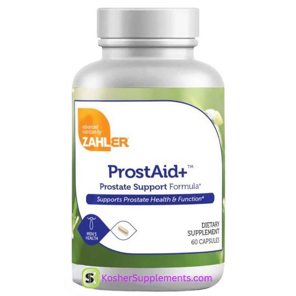 Zahler ProstAid+ 60 Capsules prostate support supplement with vitamins, minerals and kosher supplements