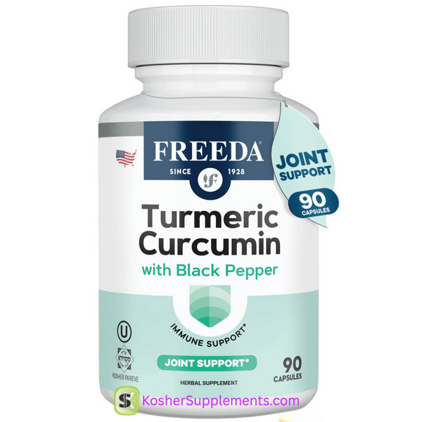 Freeda Turmeric Curcumin with Black Pepper 90 Capsules Kosher Supplement