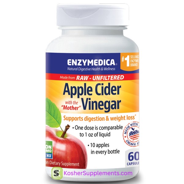 Enzymedica Apple Cider Vinegar 60 Capsules Kosher Supplement