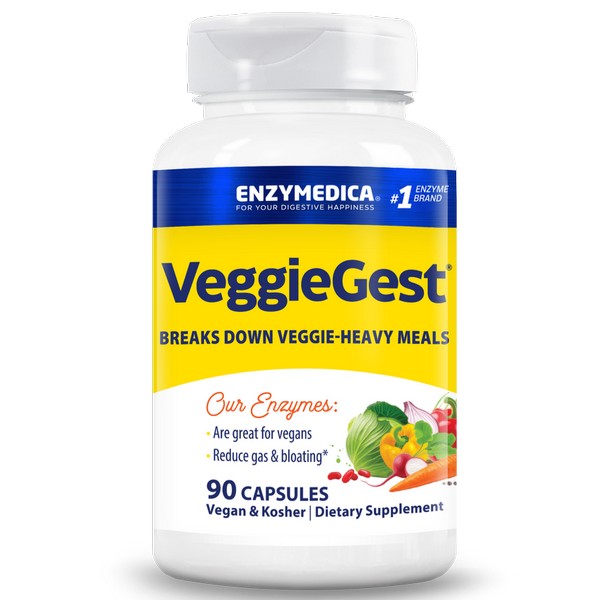 Enzymedica VeggieGest 90 Capsules Kosher Digestive Enzyme Supplement