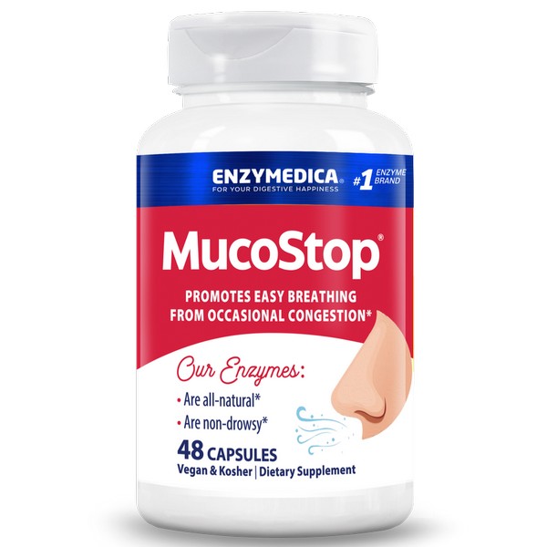 Enzymedica MucoStop 48 Capsules Kosher Respiratory Support Supplement