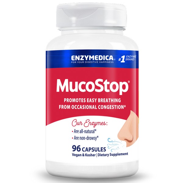 Enzymedica MucoStop 96 Capsules Kosher Respiratory Enzyme Supplement