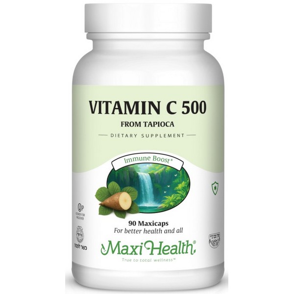 Maxi Health Vitamin C 500 From Tapioca 90 Capsules Kosher Vitamin C Supplement