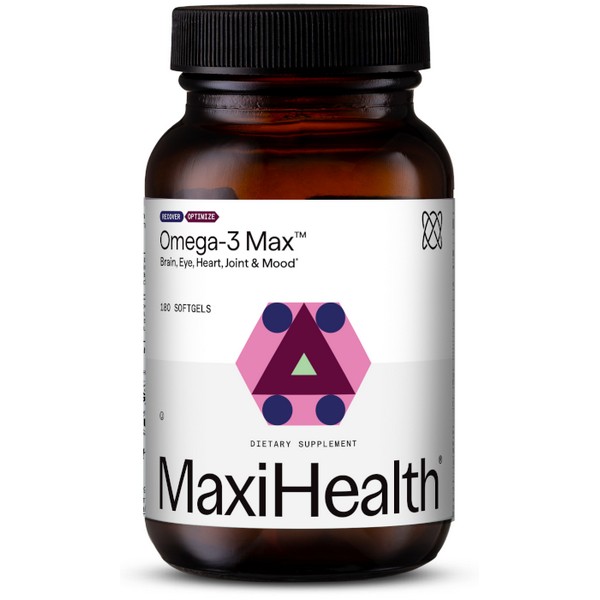 Maxi Health Omega 3 Max 180 Softgels Kosher Omega-3 Fish Oil Supplement for Heart Brain and Eye Health