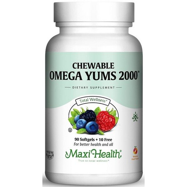 Maxi Health Chewable Omega Yums 2000 Kosher Omega-3 Fish Oil 100 Softgels